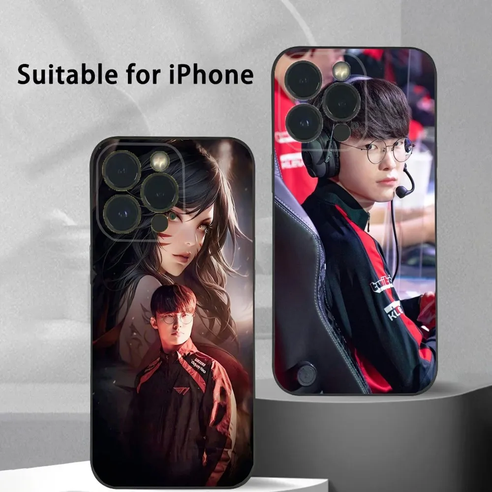 Faker L-LOL SKT T1 Phone Case For iPhone 16 15 14 13 12 11 Plus Pro Max XS X XR SE Mini 8 7 Soft Silicone Black Cover