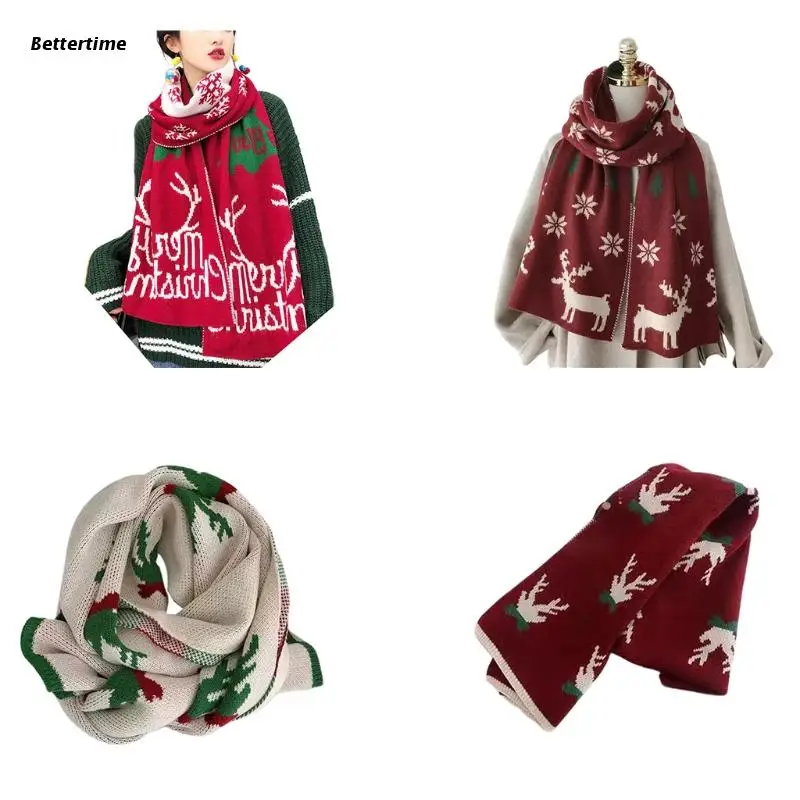 

B36D Christmas Scarf Antler Red Cute Deer Lovely Winter Child Scarf Boys And Girls