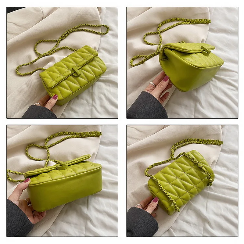 FUNMARDI New 2022 Chain Shoulder Bag Female Quilted Women Crossbody Bags Small Square Bag High Quality PU Messenger Bag WLHB3200