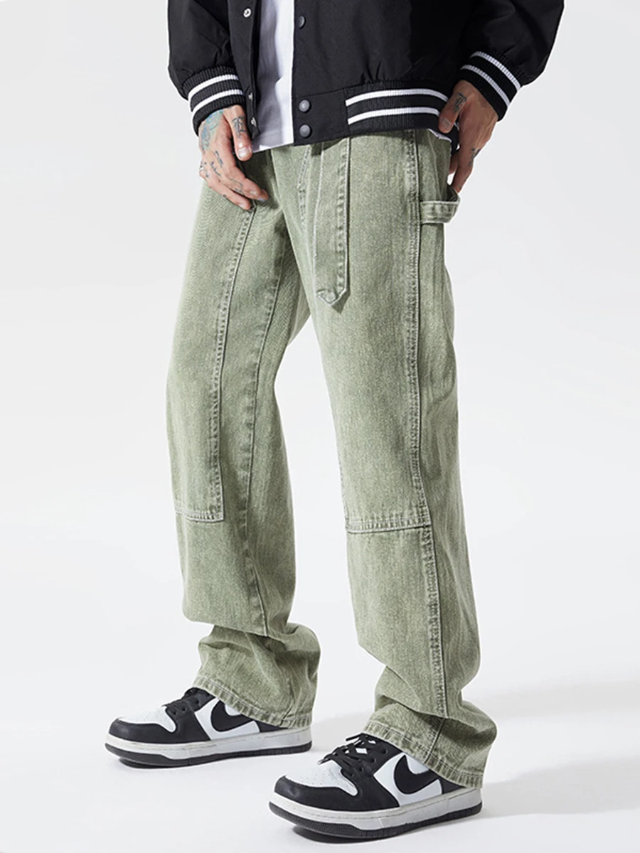 European and American Men's Fashion Trend High Street Jeans Men Retro American Y2k Men Jeans Design Wide Leg Pants Ins Hot Sale