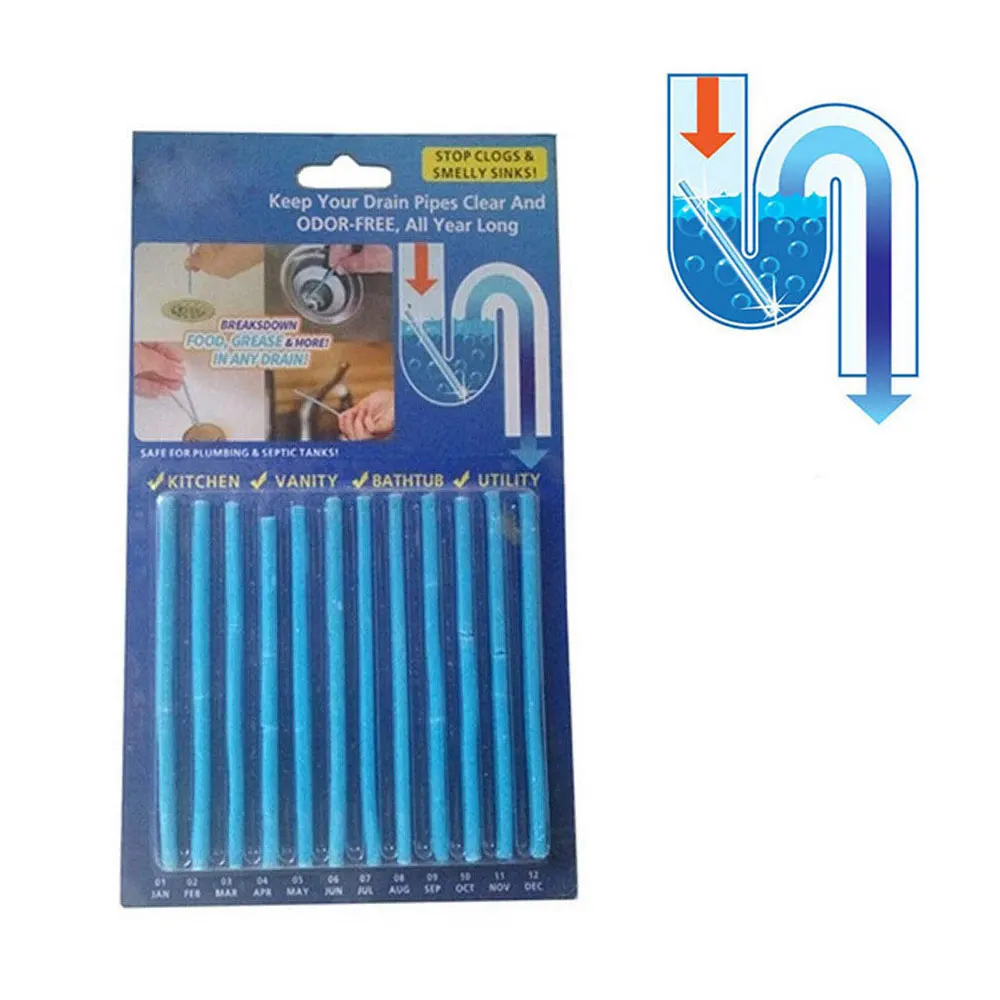 

12/set Decontamination Kitchen Toilet Bathtub Drain Cleaneer Spot Pipe Cleaner Clean Sewer Cleaning Rod