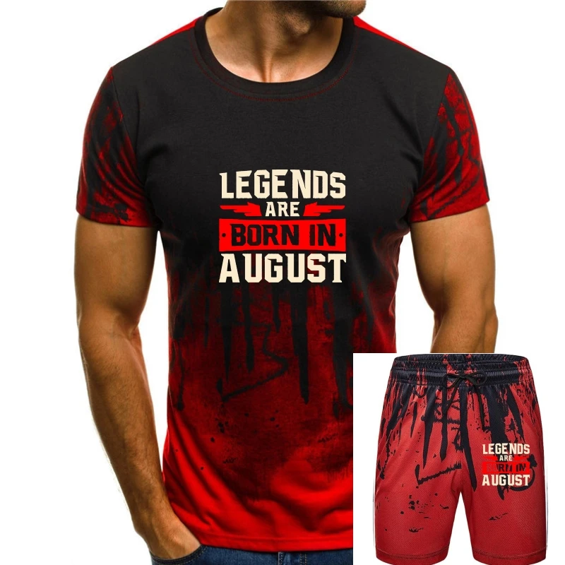 

Мужская облегающая футболка Legends Are Born In August, черная, красная полосатая рубашка с круглым вырезом, мягкая Мужская футболка, Новинка лета 2020