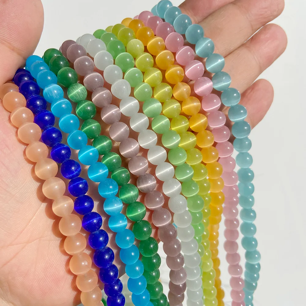 Бусины-шармы кошачий глаз из опала 4/6/8/10/12 мм