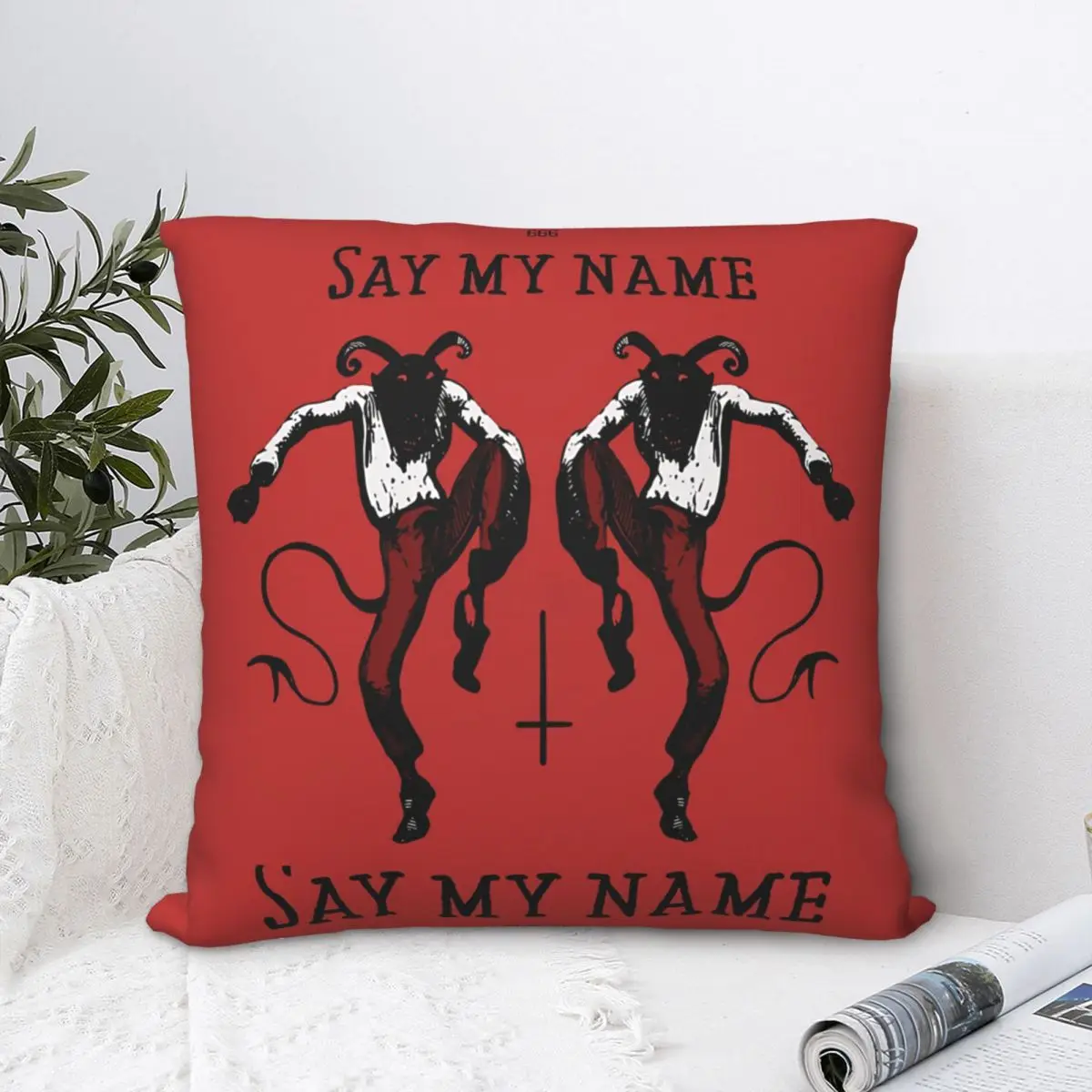 

Destiny's Child Karaoke Throw Pillow Case Baphomet Art Backpack Cojines Case DIY Printed Kawaii For Sofa Decor
