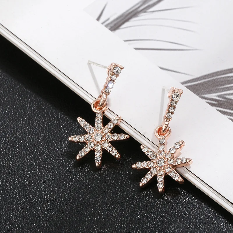 

BS180 S925 Silver Needle Korean Eight-pointed Star Net Red 2021 New Wild Temperament Stud Earrings