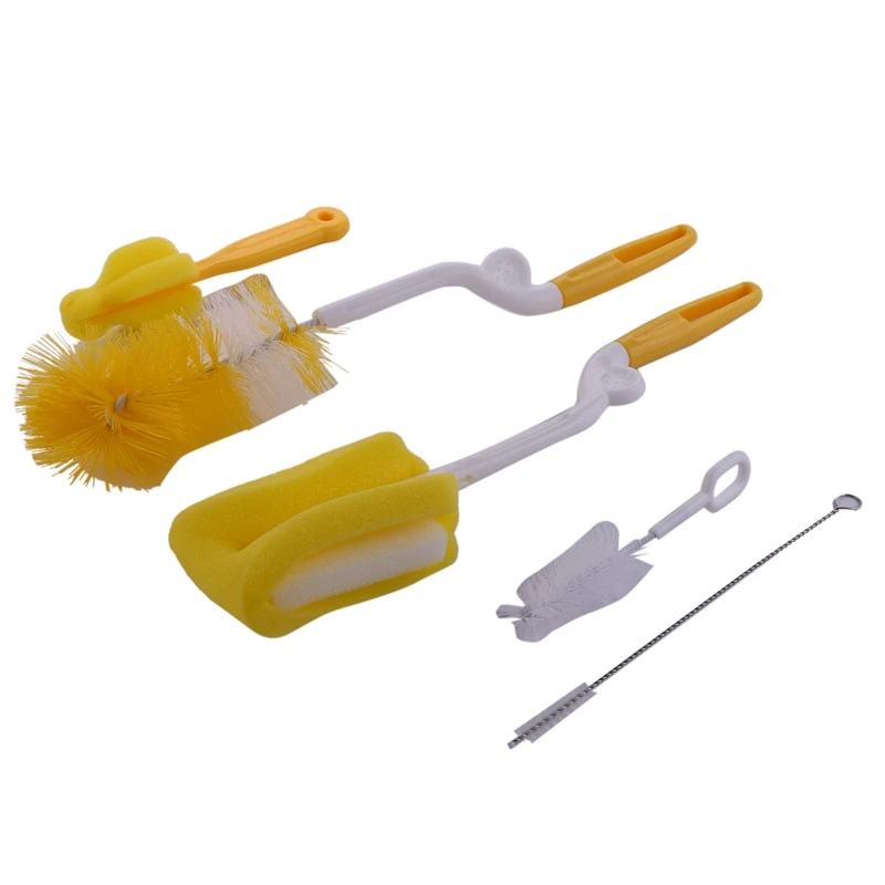 

5Pcs Baby Milk Feeding Bottle Brush Handy Portable Nylon And Sponge Tube Cleaner