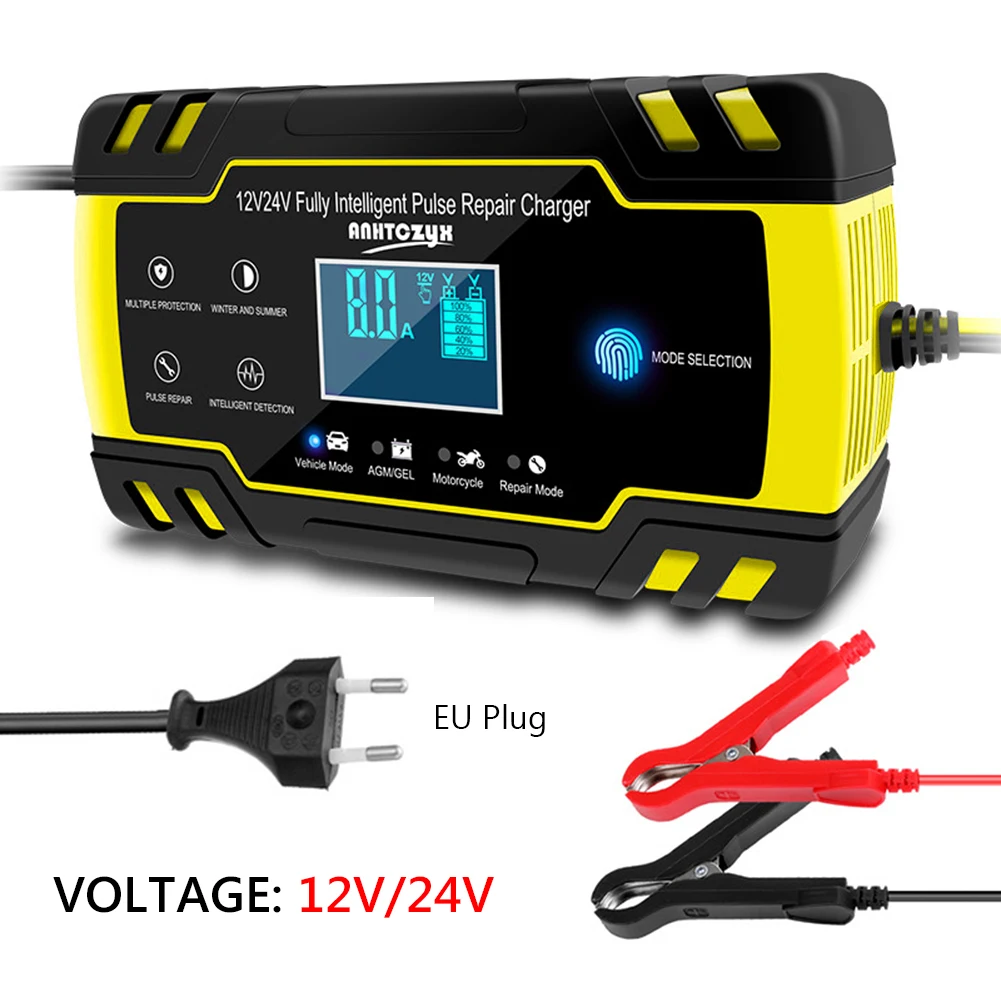 

Car Battery Charger Pulse Repair LCD Display 12V-24V 8A Car Battery Chargers Power Puls Repair Chargers Wet Dry Lead Acid
