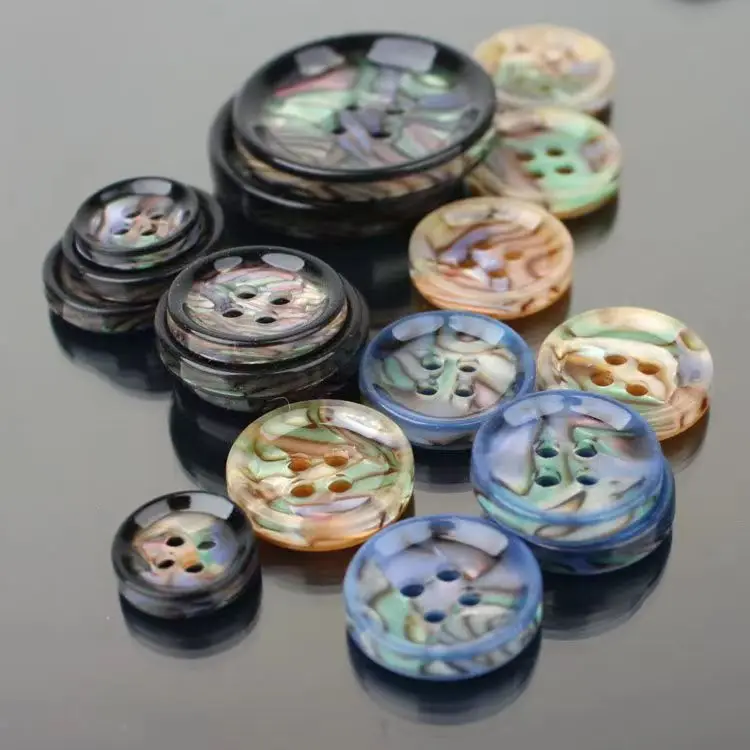 

11/15/18/20/25mm Pearlescent Round Resin Buttons 4 Holes Sewing Accessories for Coats Suit Decorative Button Handmade DIY