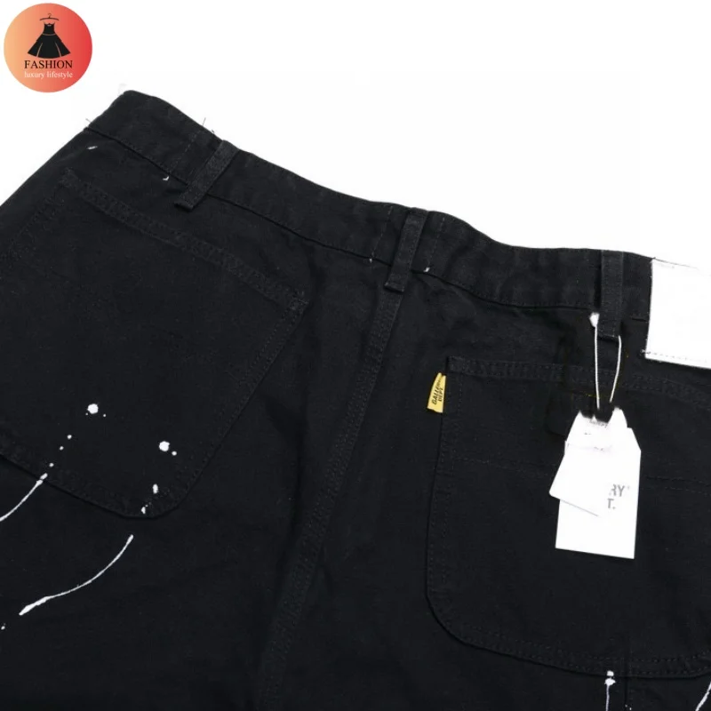 Черные потертые мужские и женские джинсы High Street Graffiti брендовые осенне-зимние