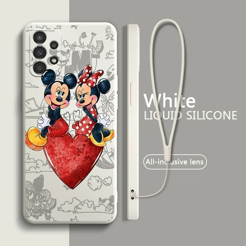 

Mickey Mouse Love Liquid Rope Case For Samsung A91 A81 A71 A51 A41 A31 A11 A30 A50S A3 A03S A02 A01 Core Cover