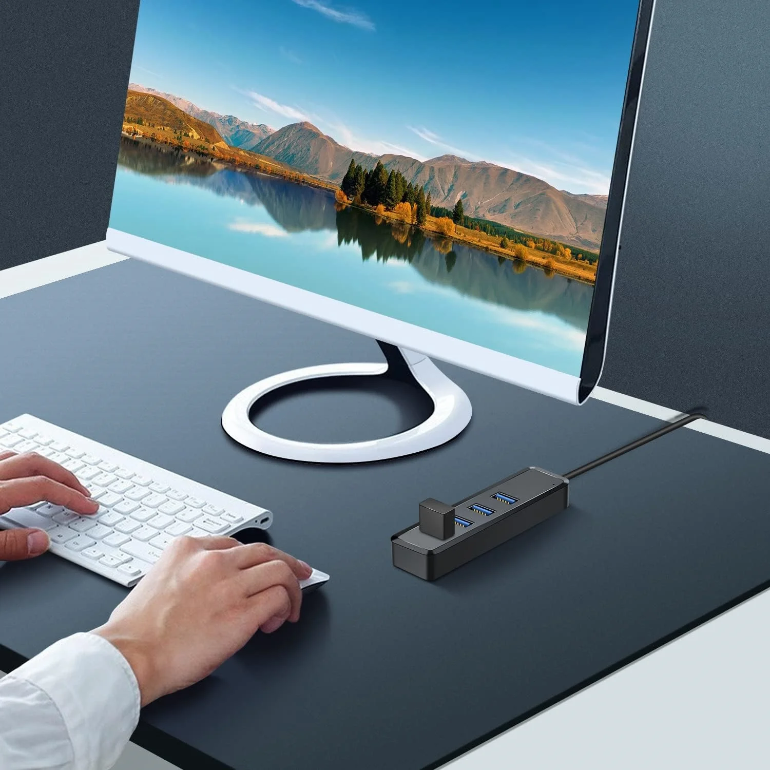 Фото 10 шт. качественный 4-портовый концентратор USB 3.0 с удлинительным кабелем длиной 1 фута, ультратонкий адаптер для MacBook Mac Pro Mac Mini IMac Surface Pro №5