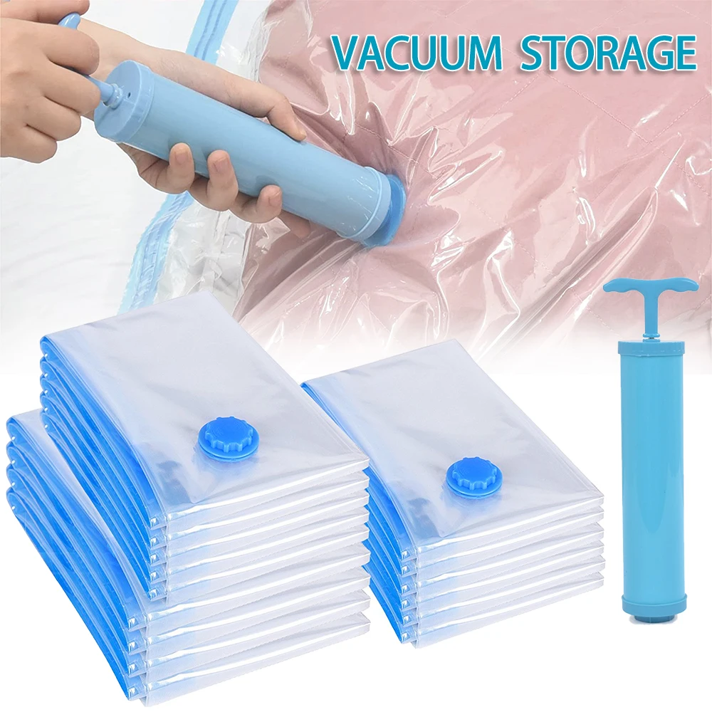 

Vacuum Bag for Clothes Storage Bag With Valve Transparent Border Folding Compressed Organizer Travel Space Saving Seal Packet