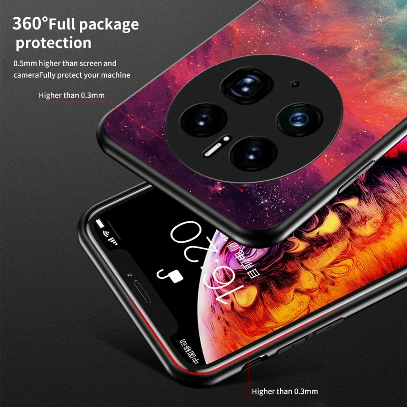 Mate 60 50 Pro Роскошный чехол из закаленного стекла силиконовый бампер оболочка 360
