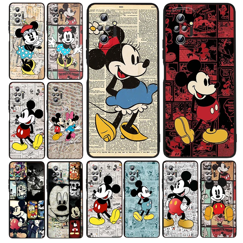 

Comic Mickey Minnie Disney Phone Case For Xiaomi Redmi Note 12 11E 11S 11 11T 10 10S 9 9T 9S 8T 8 Pro Plus 5G Black Funda
