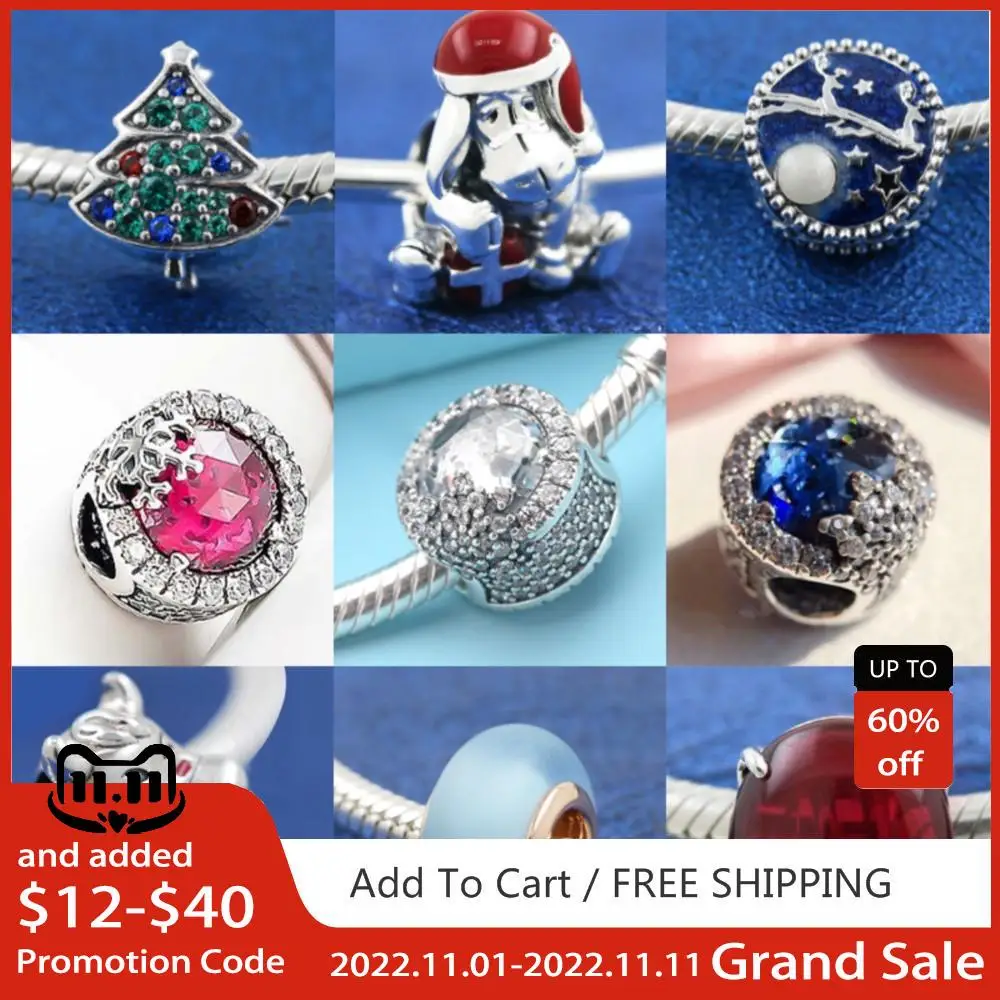 

Natsuki Winter 2022 New 925 Sterling Silver Beads Christmas Santa Charm fit Original Pandora Bracelet Christmas Jewelry