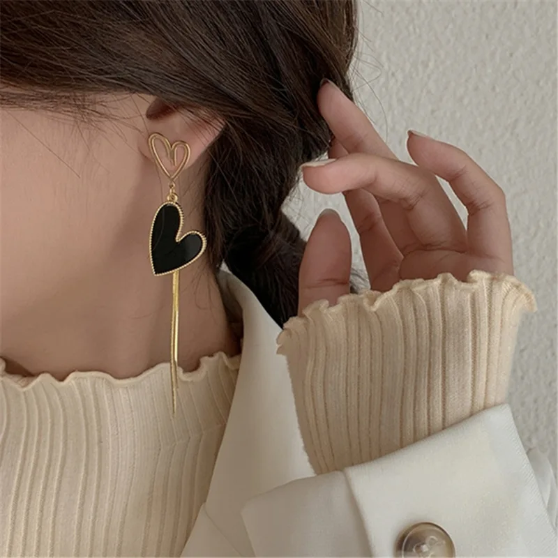 

Asymmetric Hollow Love Long Tassel Earrings Korean Temperament Ins 2022 New Trend Earrings Exquisite Women Jewelry Earrring
