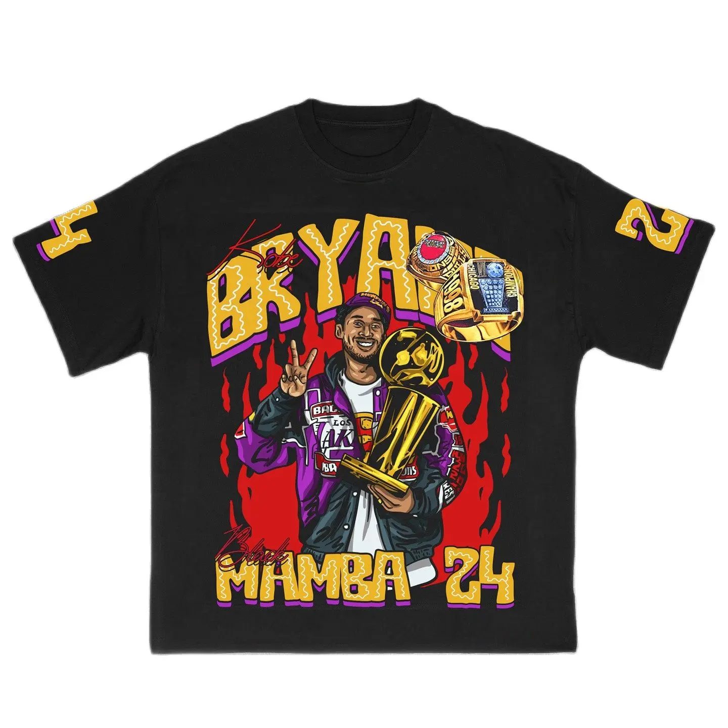 

Bryan LA Men's T-Shirt Daily Short Sleeve T-Shirt Men's Basketball Sports Style Loose Cartoon Cotton Clothes Print Top 2023 New