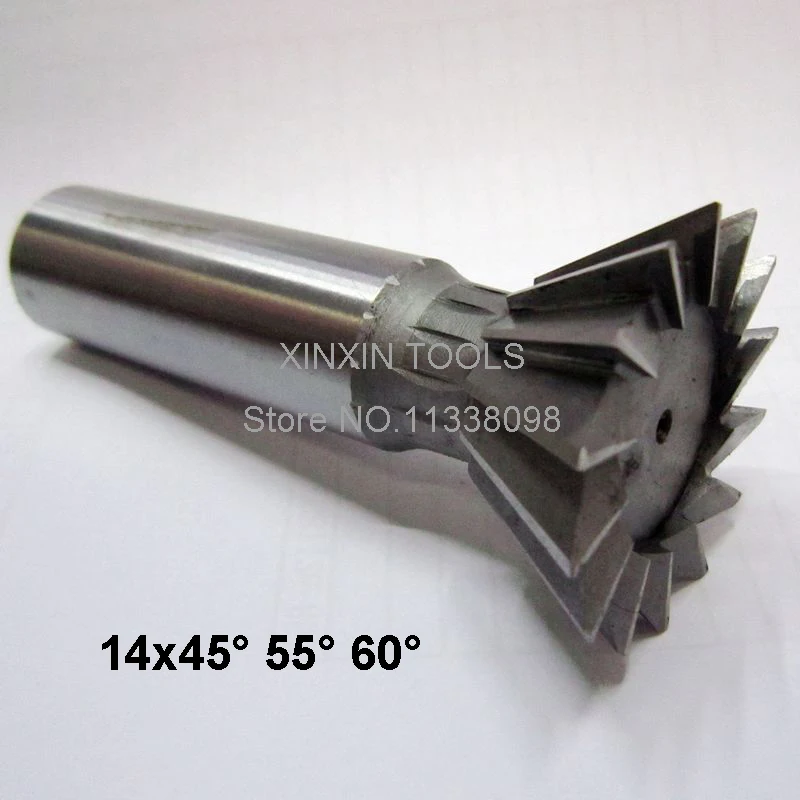 

2PCS 14*45/14*55/14*60 degrees high speed steel straight shank dovetail milling cutter, HSS straight shank milling cutter