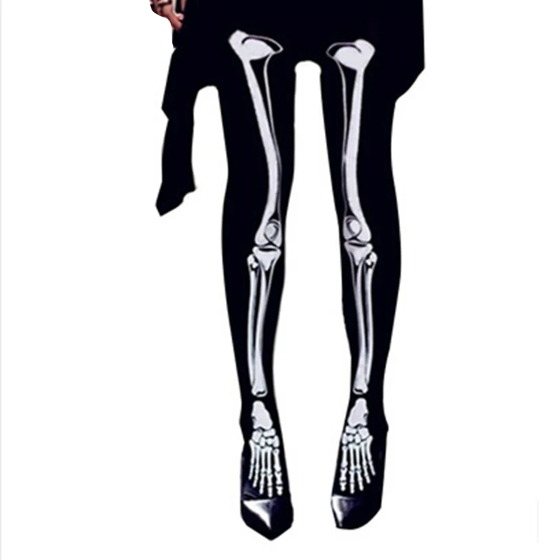

Women Skeleton Bone Printed Tights Scary Horror Skull Halloween Pantyhose Socks