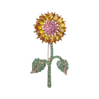 wulibaby rhinestone sunflower brooches for women men 2 color sparkling flower party office brooch pin gifts