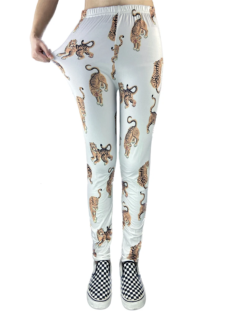 

Леггинсы VISNXGI женские с высокой талией, повседневные облегающие эластичные спортивные брюки с принтом тигра, мягкая одежда