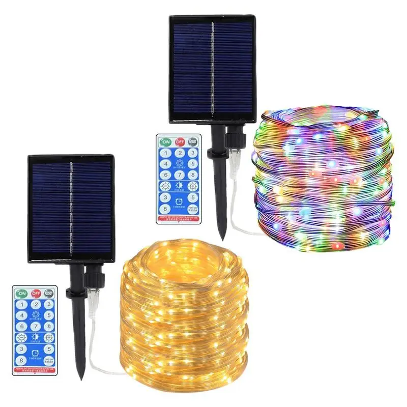 

Solar Powered Led String Lights Waterproof Remote Control Fence Lights With 8 Modes Christmas Decorative Outdoor Lights decors