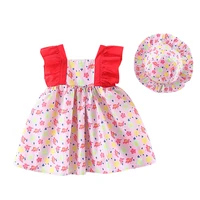 2piece summer set newborn clothes for baby girl dress cute bow princess sleeveless cotton infant birthday dressessun hat bc1864