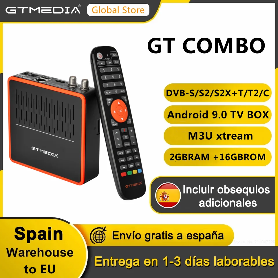 GTMEDIA GT كومبو 4K 8K أندرويد 9.0 الذكية صندوق التلفزيون DVB-S2 T2 كابل 2G + 16G استقبال الأقمار الصناعية دعم M3U Ccam بنيت في واي فاي PK GTC