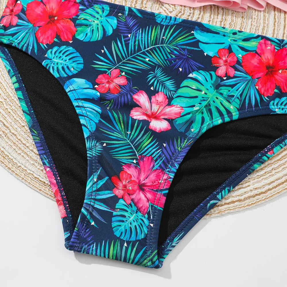 Купальник-бикини для девочек с тропическим цветочным принтом детский купальник