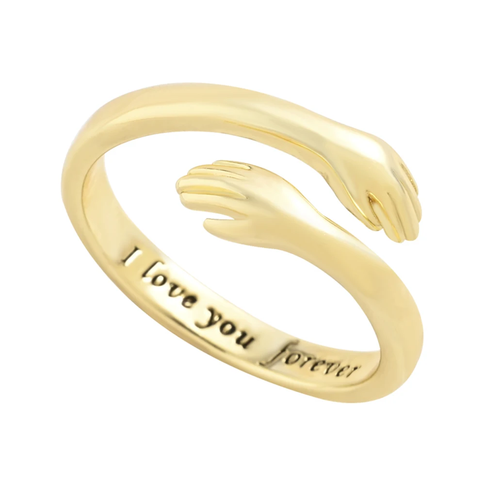 

Copper Adjustable Couple Hug Ring for Women Mens Wedding Band Wrap Around Hand Ring Jewelry for Teen Girls Girlfriend Sizes 5-9