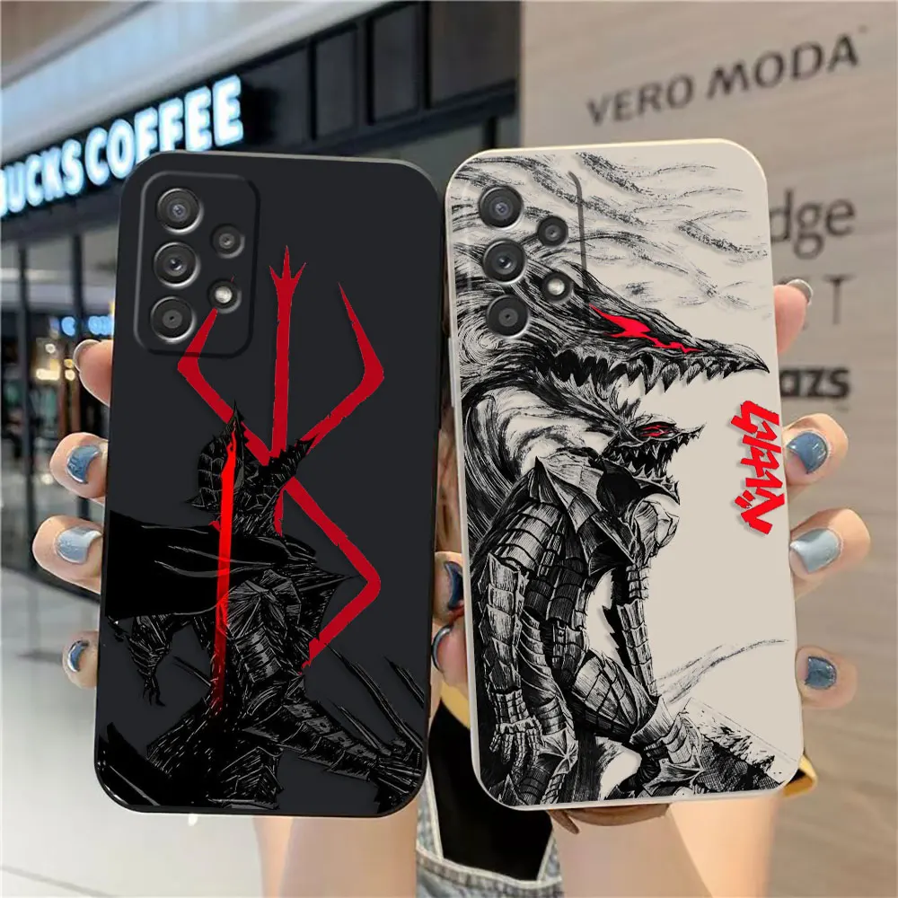 

Case For Samsung A91 A73 A71 A51 A42 A33 A22 A515F AO3S 4G 5G Simple Liquid silicone Case Anime Guts Berserk Manga