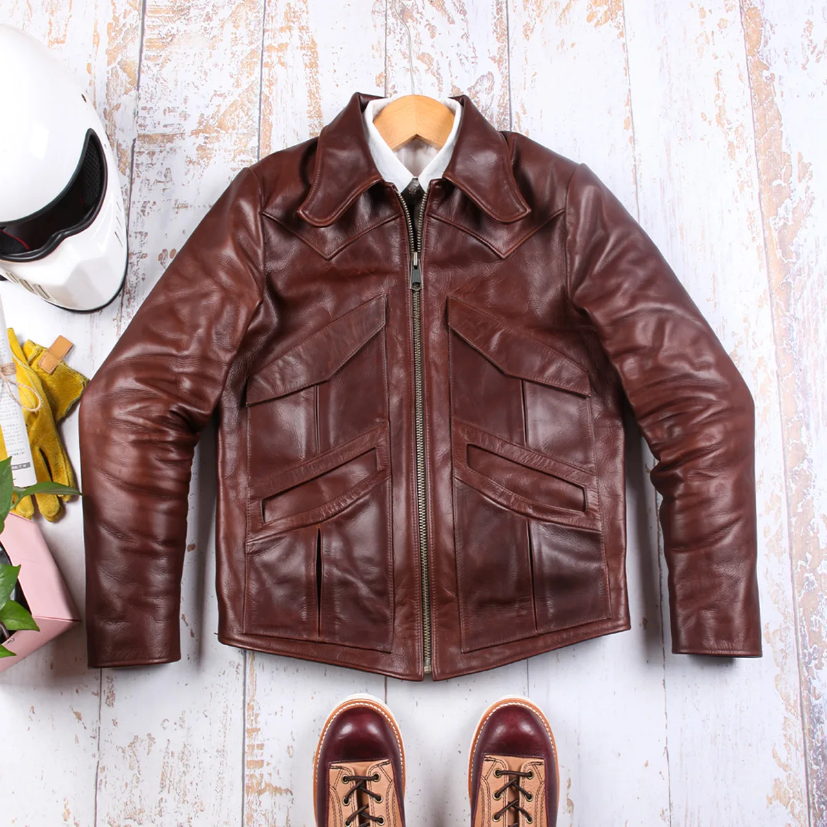 

SDC1880 Asian Size Slim Fitting Super Top Quality Genuine Japan Hyogo Cow Leather Classic Durable Cowhide Stylish Jacket