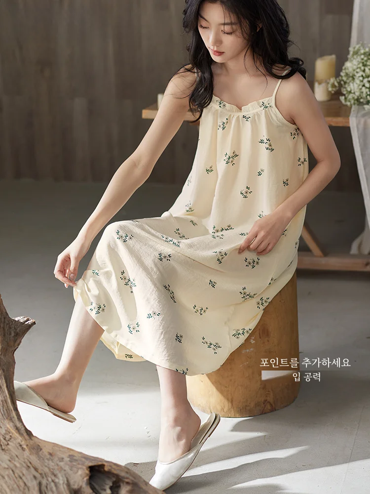 Пижама на бретельках Женская Летняя шелковая ночная рубашка тканая тонкая майка