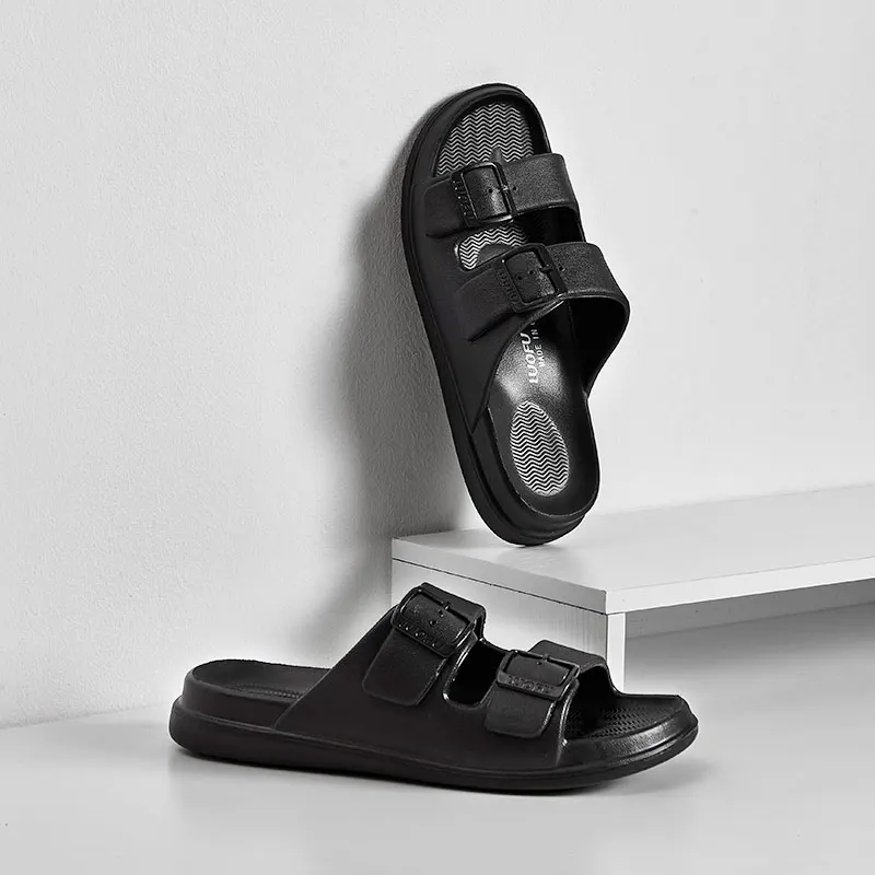 Сандалии LUOFU мужские с двойной пряжкой летние легкие удобные нескользящие