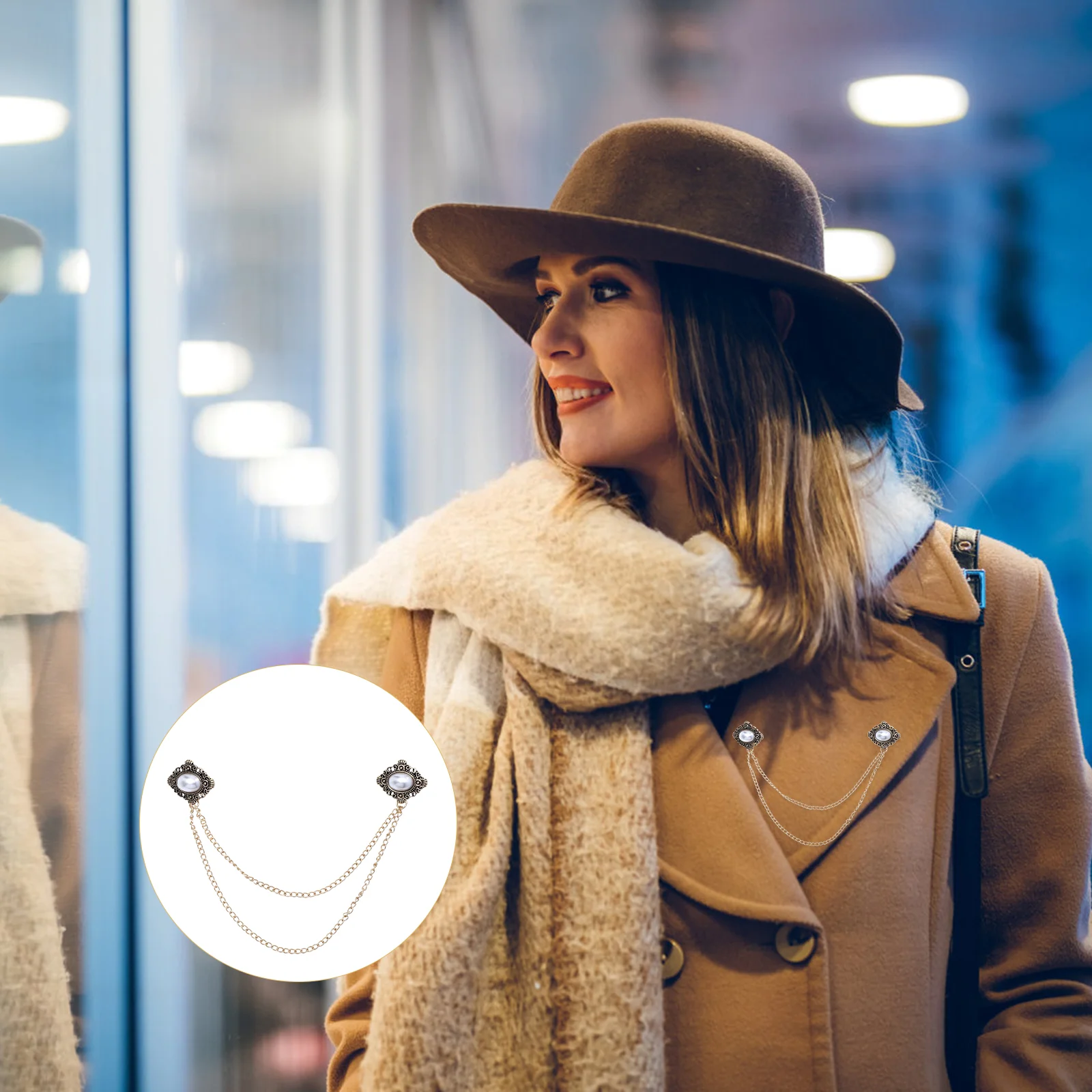 

1pc Alloy Vintage Decorative Suit Clips Chain Clip Pin Chain Brooch Clips Collar Clips