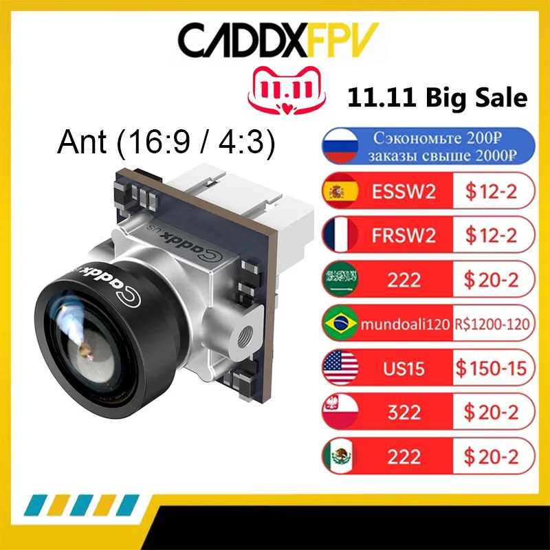 Najtaniej Caddx Ant 1.8mm 1200TVL 16:9/4:3 Globalny WDR Z OSD 2g Ultralekki Aparat FPV Dla FPV Tinywhoop Cinewhoop Wykałaczka Mobula6