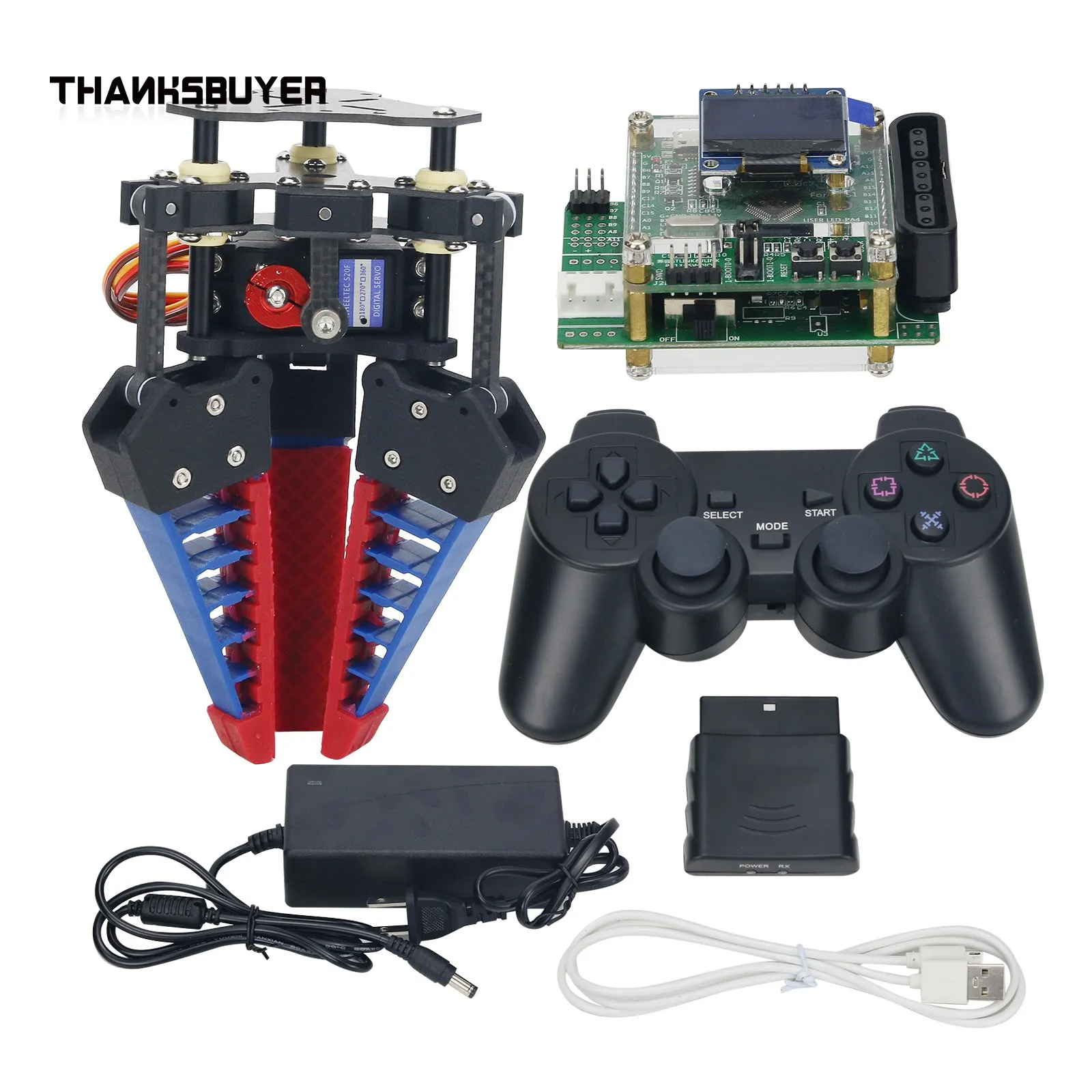 

Bionic Manipulator Mechanical Robot Arm Clamp For 0.8-3.9" Objects Finger Gripper Robot Claw Assembled /Controller ChargerKit