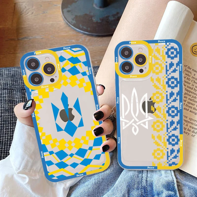 

Ukraine Flag Pattern Phone Case For iPhone 14 13 12 11 Pro Max Mini X Xs XR 6 7 8 Plus SE 2020 Transparent Case
