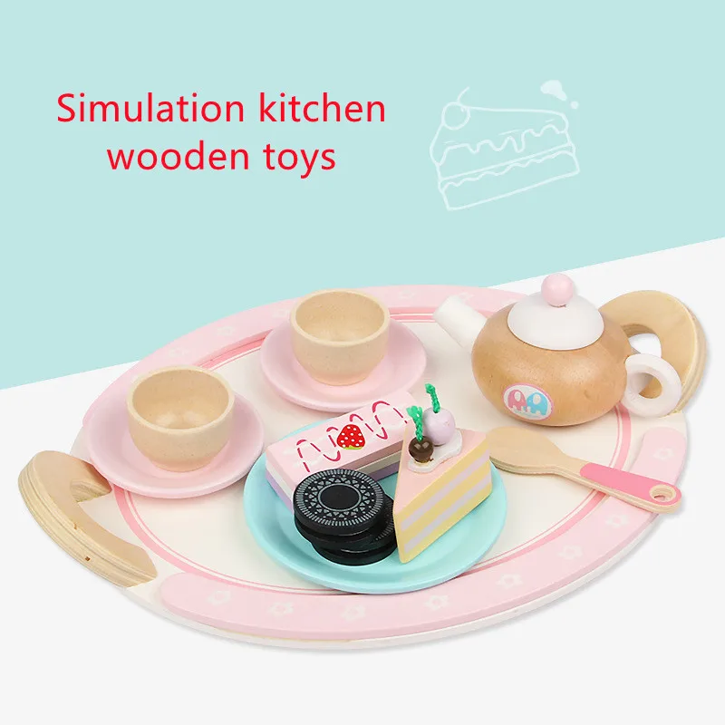 

12pcs/set Children Play House Simulation Kitchen Wooden Toys Fruit Cake Pastry Puzzle Game Early Education Cosplay Holiday Gift