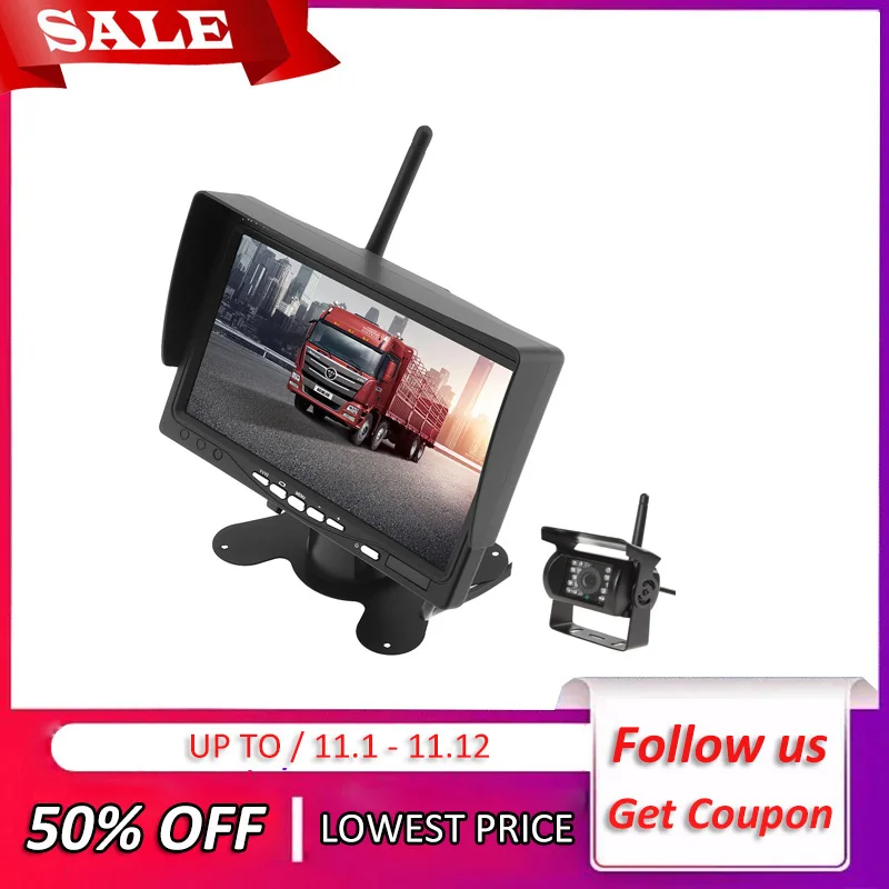 7 inch Wireless Car Monitor Truck Screen For Trucks Trailers Bus RV Security Camera Parking System Display for Car