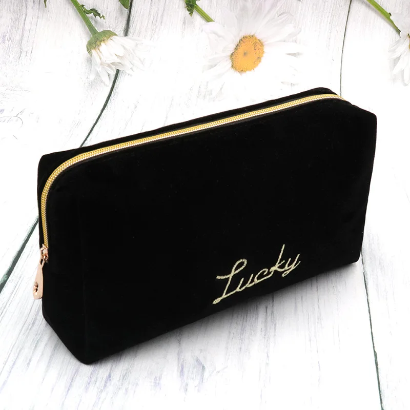 

Women Zipper Velvet Makeup Bag Travel Large Cosmetic Bag Solid Color Female Make Up Pouch Necessaries Storage Bag Lipstick Bag