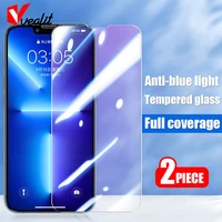 2pcs anti blue light protective glass on the for iphone 13 12 11 pro max tempered glass for iphone xr xs max screen protector