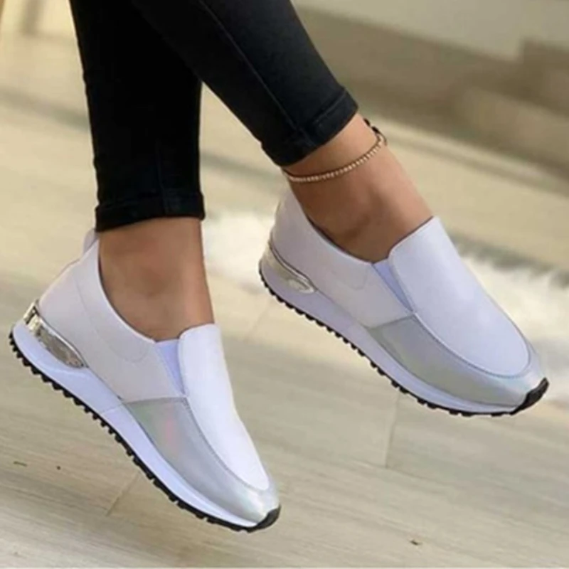 

Platform Colorblock Sneakers Women Round Toe Plus Size Loafers Jogging Flat Vulcanized Shoes Zapatos Deportivos Para Mujer