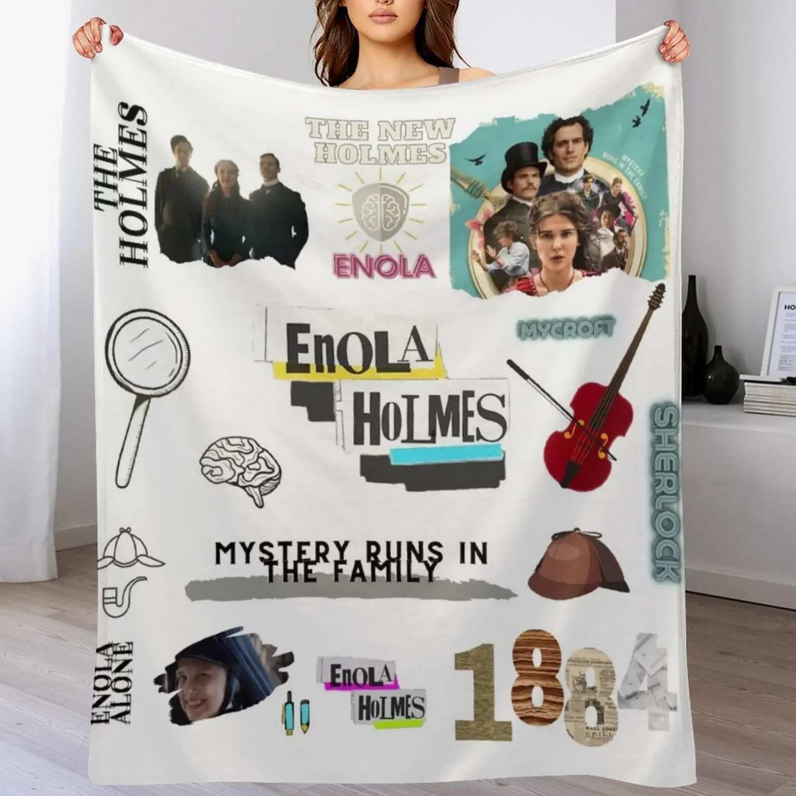 Одеяло Enola Holmes волосатое самое мягкое милое детское одеяло в клетку