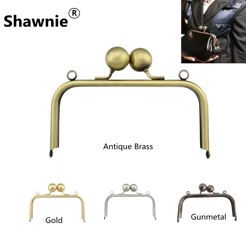 1 Pieces Large Big Round Ball 25 MM Tube Silver Gold Antique Brass Gunmetal 16X8CM Metal Purse Frame Wholesale Metal Obag Handle