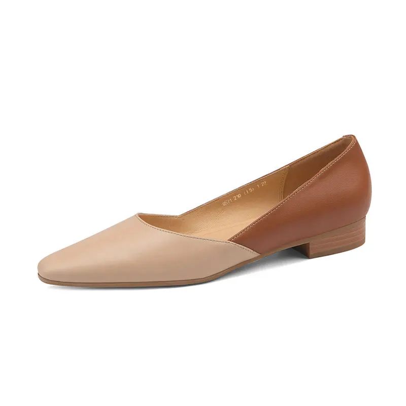 Туфли женские с закрытым носком на низком каблуке из пу кожи |