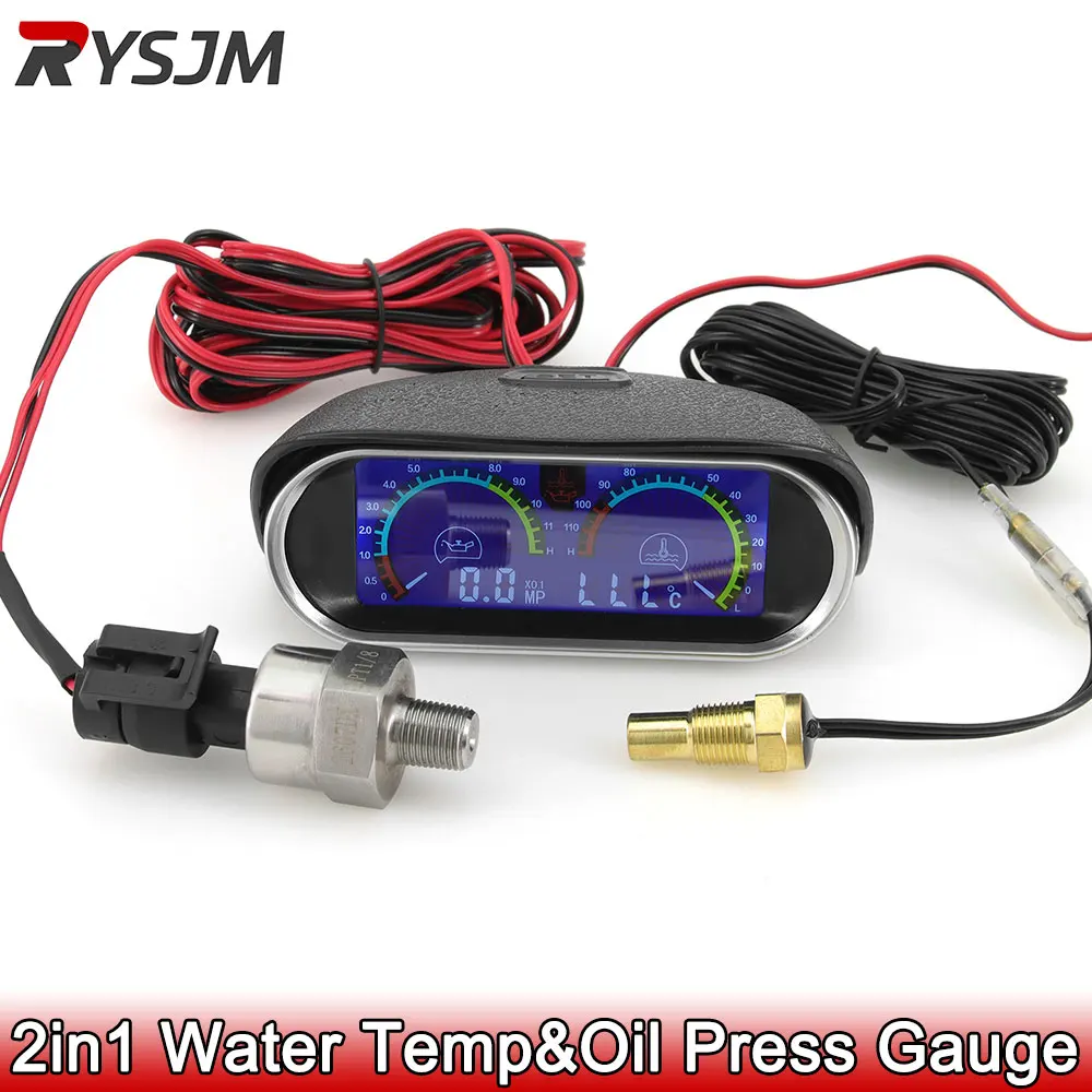 

Универсальный 2-в-1 Автомобильный ЖК-датчик, Цифровой Датчик Давления Масла И Температуры Воды, Датчик 10 Мм Для Грузовика