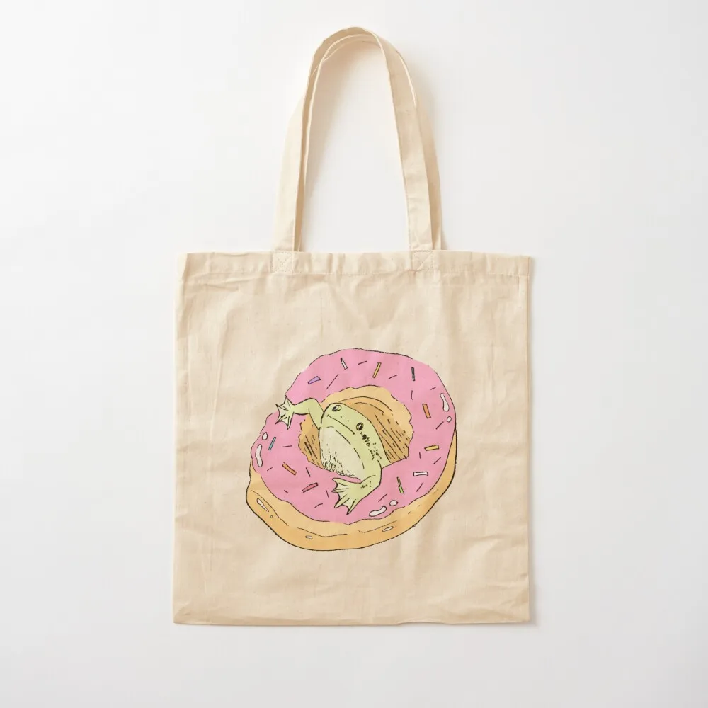 Большая сумка-тоут с пончиком и лягушкой женская тележка для покупок мужская