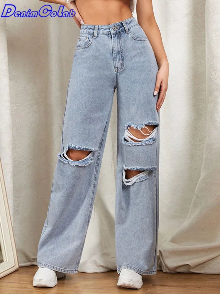 Джинсы DenimColab женские с широкими штанинами, 2022 хлопок, 100% хлопок