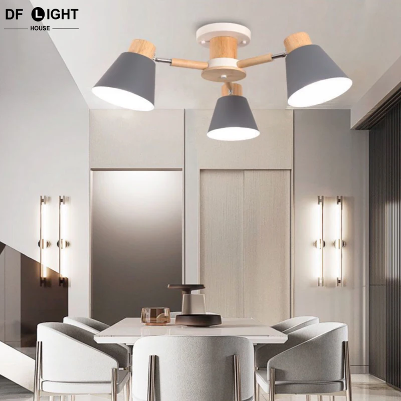 Цена Современные бревенчатые потолочные светильники освещение спальни гостиная потолочная люстра столовая кухня домашний декор люстра отель с...